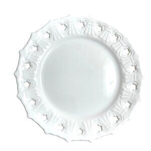White Decorative Pierced Star In Heart Edge Plate 8.5” By Twos Company